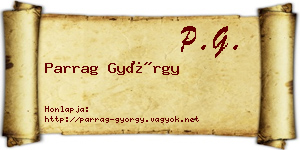 Parrag György névjegykártya