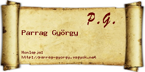 Parrag György névjegykártya